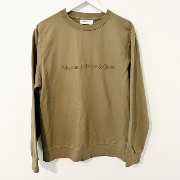 Museum of Peace & Quiet Green MoPQ Sweatshirt Unisex Size Medium M - Picture 2 of 7